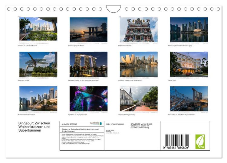 Produktbild: Singapur: Zwischen Wolkenkratzern und Superb&auml;umen (Wandkalender 2026 DIN A4 quer), CALVENDO Monatskalender