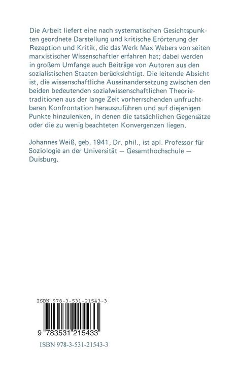 Produktbild: Das Werk Max Webers in der marxistischen Rezeption und Kritik