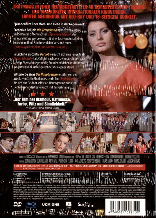 Produktbild: Boccaccio 70 - Limited Mediabook (Ungek&uuml;rzte Kino-Langfassung, komplett restauriert, 16-seitiges Booklet) (Blu-ray+DVD)