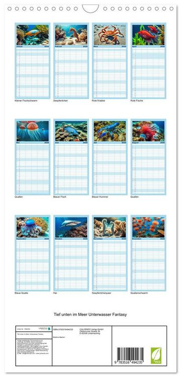 Produktbild: Familienplaner 2026 - Tief unten im Meer Unterwasser Fantasy mit 5 Spalten (Wandkalender, 21 x 45 cm) CALVENDO