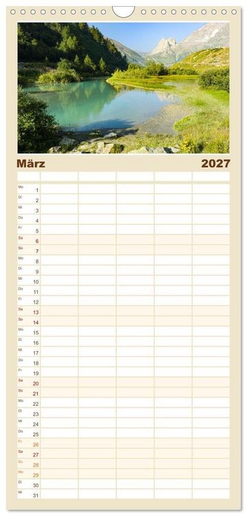 Produktbild: Familienplaner 2027 - TMB - Mont Blanc mit 5 Spalten (Wandkalender, 21 x 45 cm) CALVENDO