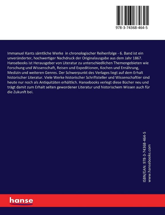 Produktbild: Immanuel Kants s&auml;mtliche Werke in chronologischer Reihenfolge