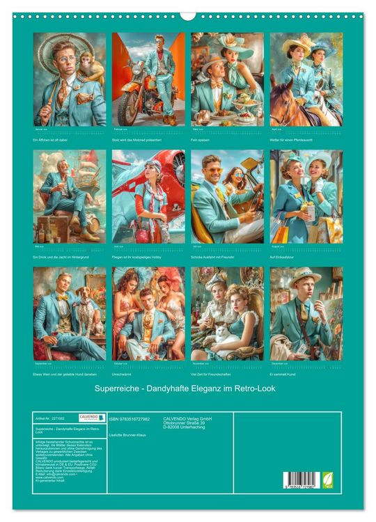 Produktbild: Superreiche - Dandyhafte Eleganz im Retro-Look (Wandkalender 2026 DIN A2 hoch), CALVENDO Monatskalender