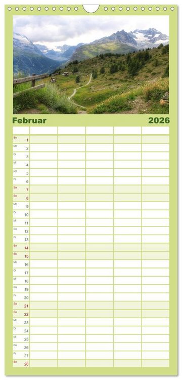 Produktbild: Familienplaner 2026 - Zauber der Berglandschaft mit 5 Spalten (Wandkalender, 21 x 45 cm) CALVENDO