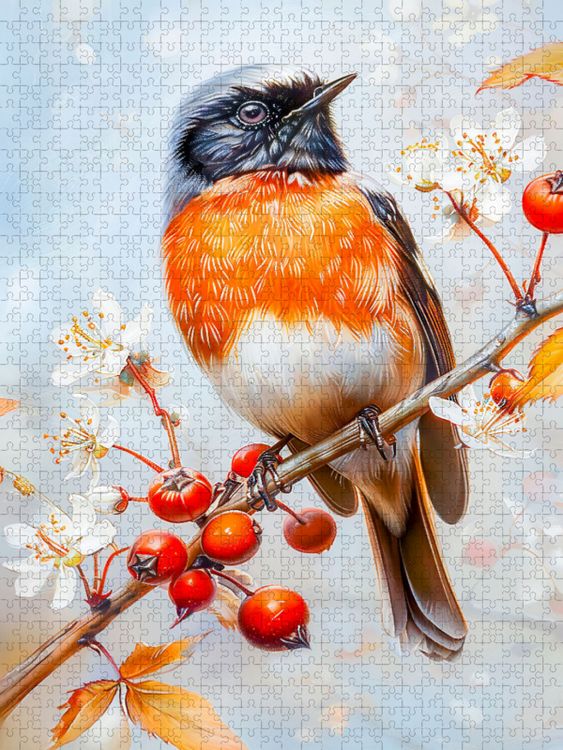Produktbild: CALVENDO Puzzle Einheimischer Singvogel Gartenrotschwanz Malerei | 2000 Teile Lege-Gr&ouml;&szlig;e 90x67cm Foto-Puzzle f&uuml;r gl&uuml;ckliche Stunden