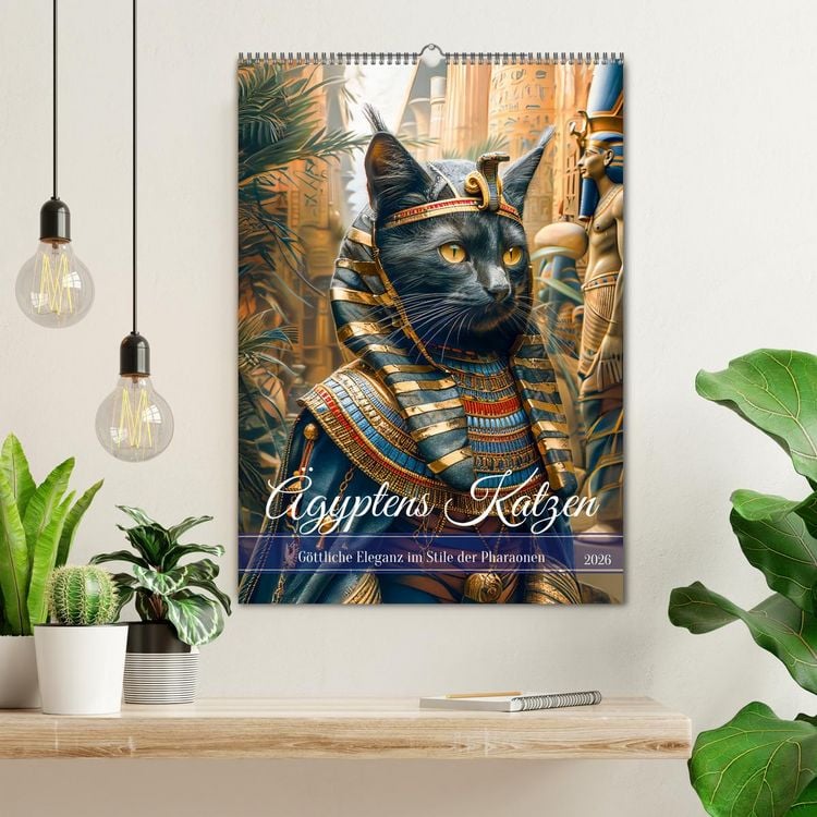 Produktbild: &Auml;gyptens Katzen - G&ouml;ttliche Eleganz im Stile der Pharaonen (Wandkalender 2026 DIN A2 hoch), CALVENDO Monatskalender