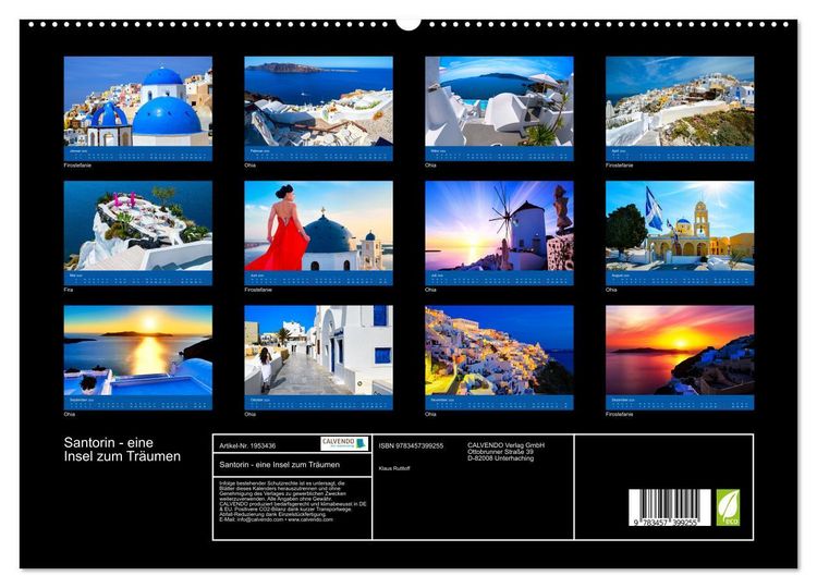 Produktbild: Santorin - eine Insel zum Tr&auml;umen (hochwertiger Premium Wandkalender 2026 DIN A2 quer), Kunstdruck in Hochglanz