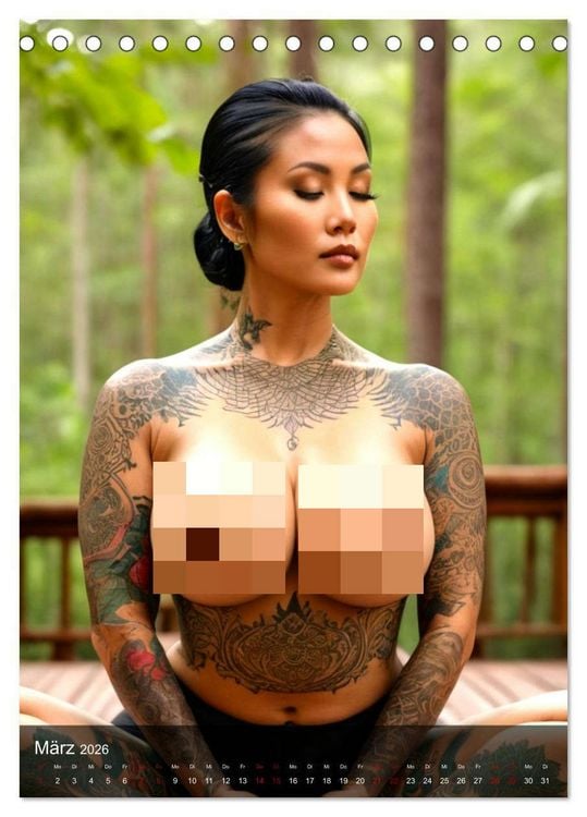 Produktbild: Tattoo Queens Asien (Tischkalender 2026 DIN A5 hoch), CALVENDO Monatskalender