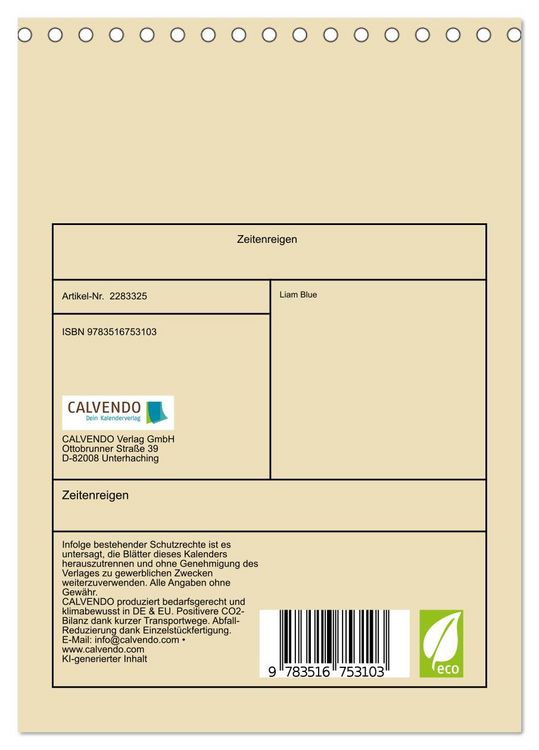 Produktbild: Zeitenreigen (Tischkalender 2027 DIN A5 hoch), CALVENDO Monatskalender