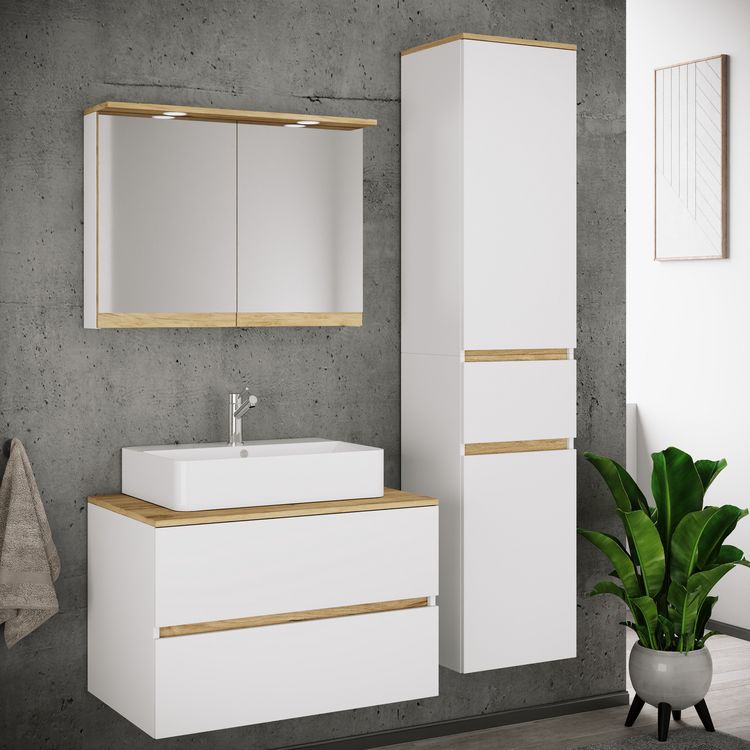 Produktbild: 4 tlg. Badm&ouml;bel-Set mit Waschbecken Cosila-A 80 cm