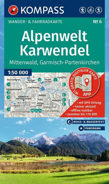 Produktbild: KOMPASS Wanderkarte 6 Alpenwelt Karwendel Mittenwald, Garmisch-Partenkirchen 1:50.000