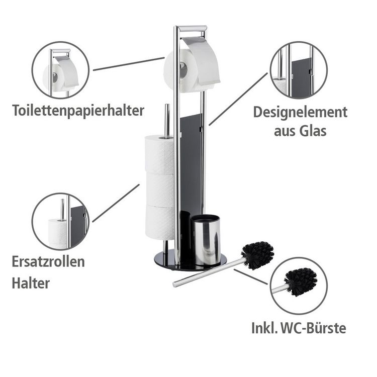 Produktbild: WC-Garnitur und Handtuchst&auml;nder Mod. Ravina, 2 tlg., 3in1 WC-Set