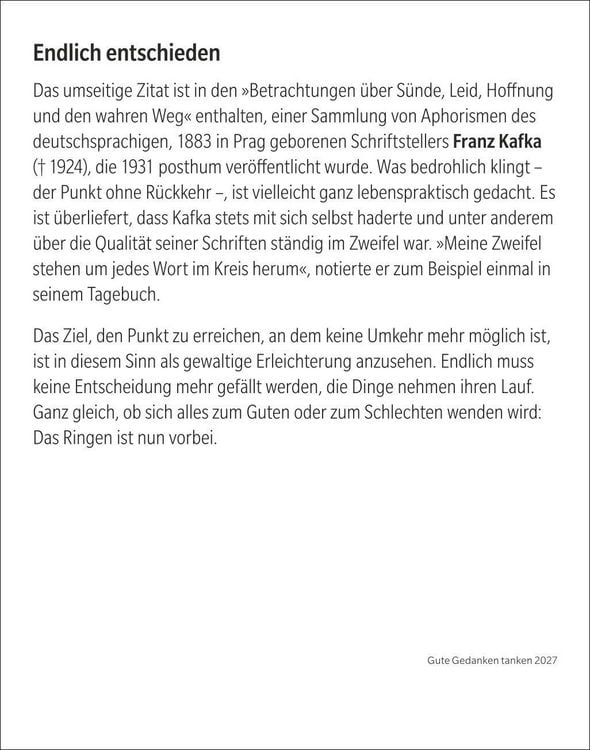 Produktbild: Gute Gedanken tanken Tagesabrei&szlig;kalender 2027 - Denkanst&ouml;&szlig;e f&uuml;r das ganze Jahr