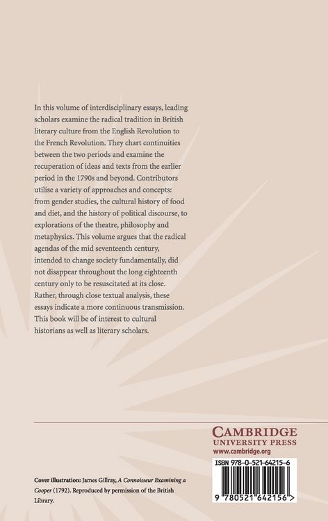 Produktbild: Radicalism in British Literary Culture, 1650-1830