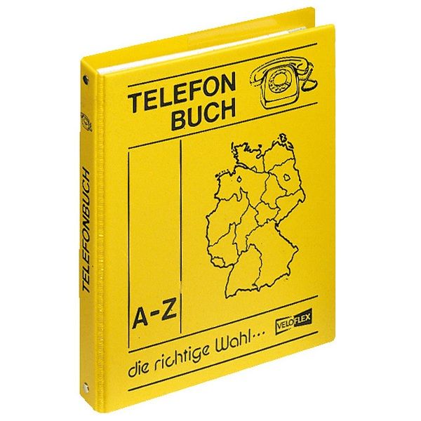 Produktbild: VELOFLEX Telefonringbuch 4 Ringe 25 Blatt gelb DIN A5 R&uuml;ckenbreite 1,6cm