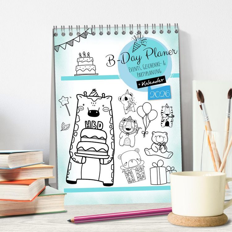 Produktbild: Geburtstagsplaner Doodle Tiere - F&uuml;r Termine, Geschenke, Eventdetails & mehr (Tischkalender 2026 DIN A5 hoch), CALVENDO Monatskalender