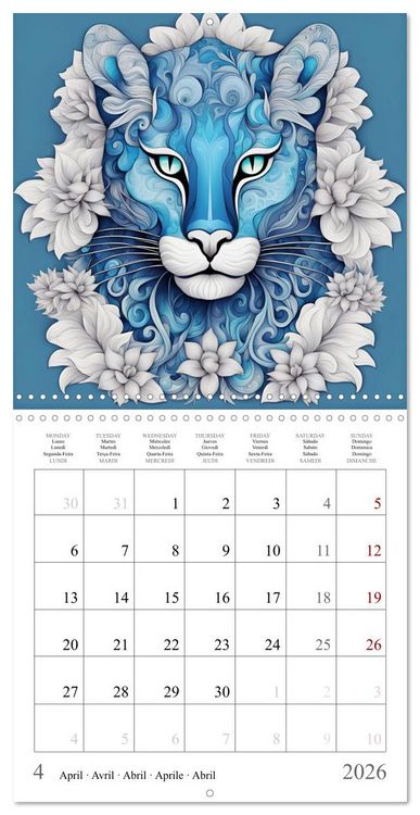 Produktbild: Animal fractals (Wall Calendar 2026 12 &times; 12 Inch) CALVENDO 12 Month Wall Calendar