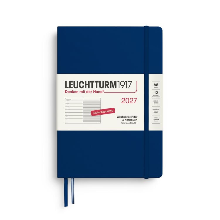 Produktbild: Wochenkalender & Notizbuch Medium (A5) 2027, Marine, Deutsch