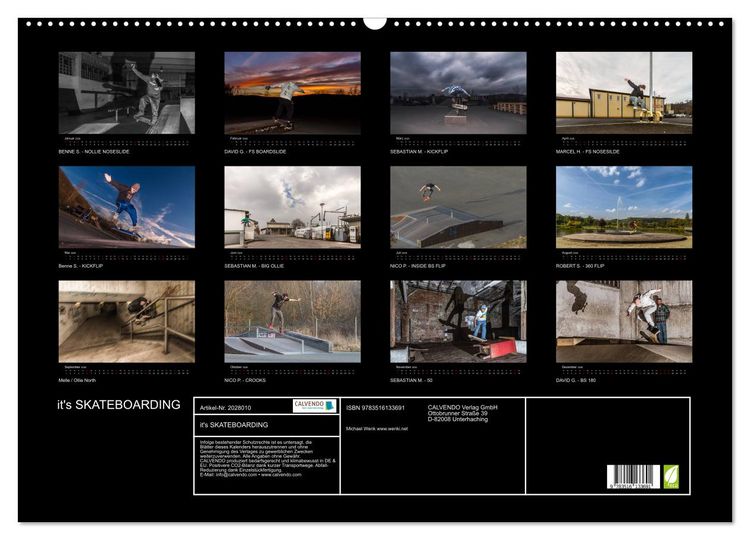 Produktbild: it's SKATEBOARDING (Wandkalender 2026 DIN A2 quer), CALVENDO Monatskalender