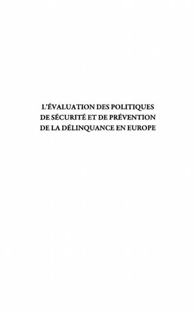 Produktbild: L'evaluation des politiques de securite et de prevention de