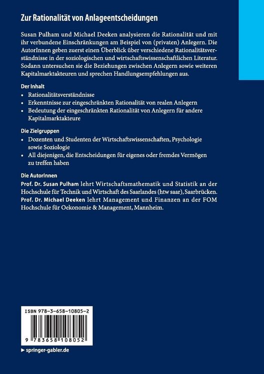 Produktbild: Zur Rationalit&auml;t von Anlageentscheidungen