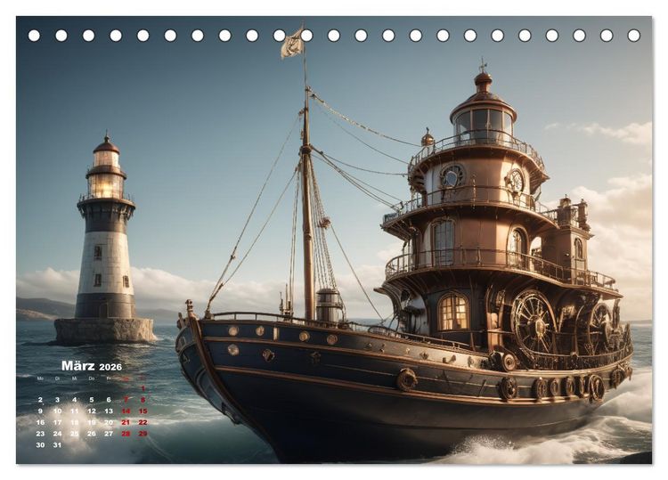 Produktbild: Steampunk - Die Welt der Leuchtt&uuml;rme (Tischkalender 2026 DIN A5 quer), CALVENDO Monatskalender