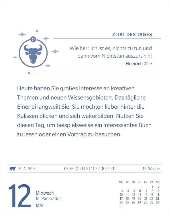 Produktbild: Stier Sternzeichenkalender 2027 - Tagesabrei&szlig;kalender - Ihr Horoskop f&uuml;r jeden Tag