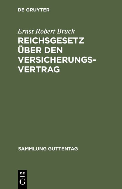 Produktbild: Reichsgesetz &uuml;ber den Versicherungsvertrag
