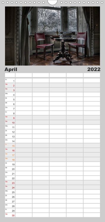 Produktbild: Geheimnisvolle Orte - Lost Places - Familienplaner hoch (Wandkalender 2022 , 21 cm x 45 cm, hoch)