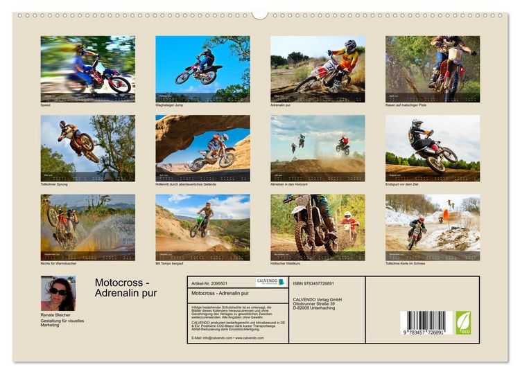 Produktbild: Motocross - Adrenalin pur (hochwertiger Premium Wandkalender 2026 DIN A2 quer), Kunstdruck in Hochglanz