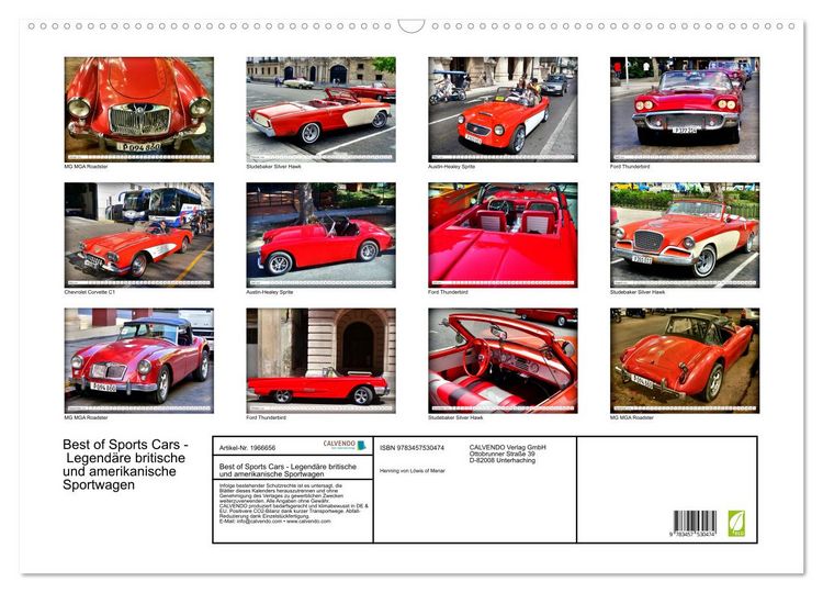 Produktbild: Best of Sports Cars - Legend&auml;re britische und amerikanische Sportwagen (Wandkalender 2026 DIN A2 quer), CALVENDO Monatskalender