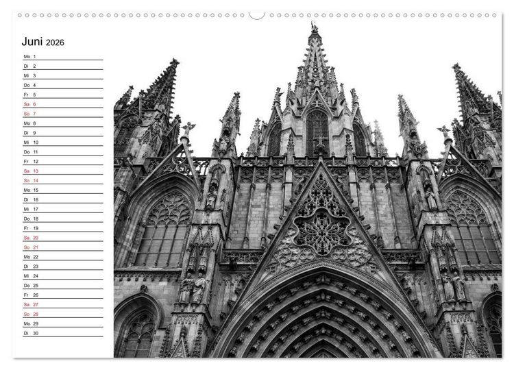 Produktbild: Barcelona Schwarz / Wei&szlig; Impressionen (hochwertiger Premium Wandkalender 2026 DIN A2 quer), Kunstdruck in Hochglanz