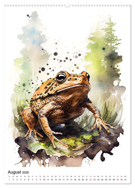 Produktbild: Waldtiere in Aquarell - Heimische Tierarten (Wandkalender 2026 DIN A2 hoch), CALVENDO Monatskalender
