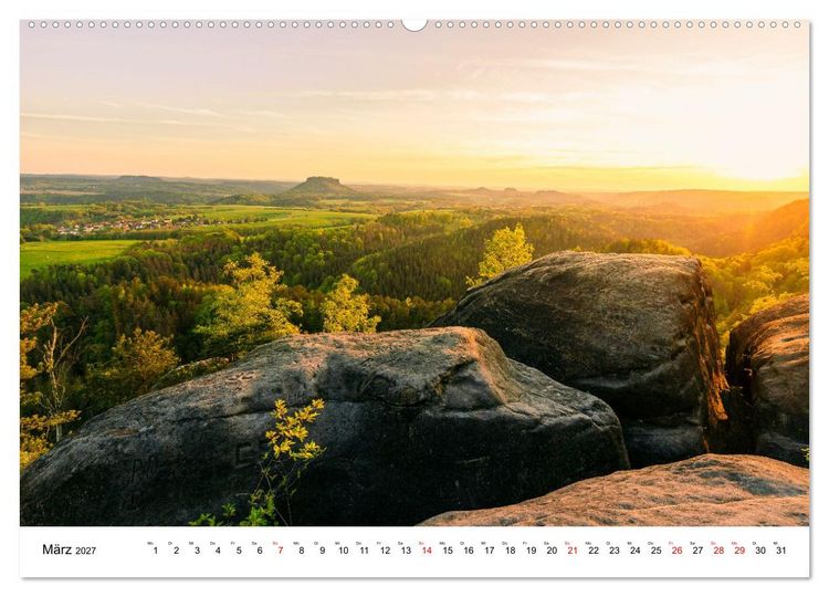 Produktbild: S&auml;chsische Schweiz - Wandern im Elbsandsteingebirge (hochwertiger Premium Wandkalender 2027 DIN A2 quer), Kunstdruck in Hochglanz