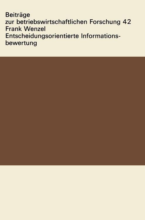 Produktbild: Entscheidungsorientierte Informationsbewertung