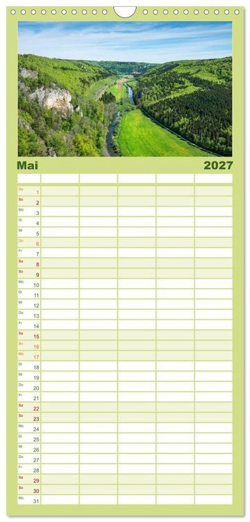 Produktbild: Familienplaner 2027 - Das Donautal - Wanderparadies auf der Schw&auml;bischen Alb mit 5 Spalten (Wandkalender, 21 x 45 cm) CALVENDO