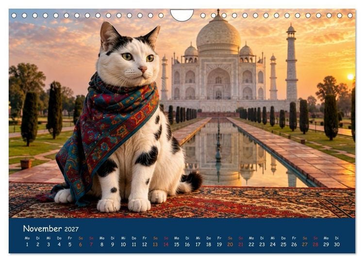 Produktbild: Eine Katze reist um die Welt (Wandkalender 2027 DIN A4 quer), CALVENDO Monatskalender
