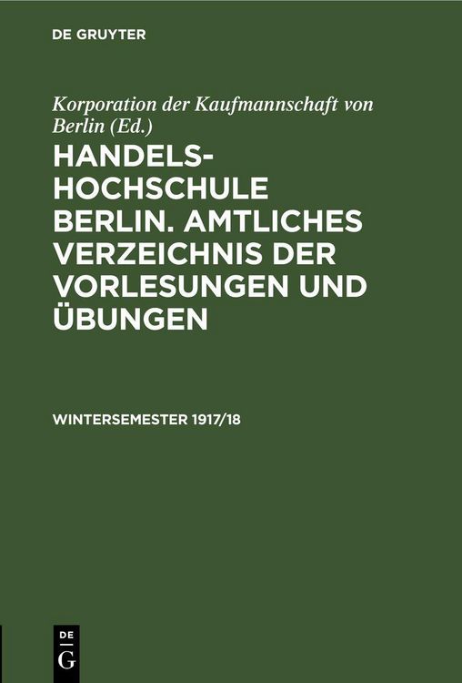 Produktbild: Wintersemester 1917/18