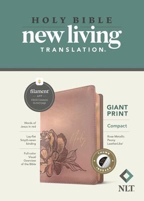 Produktbild: NLT Compact Giant Print Bible, Filament Enabled (Leatherlike, Rose Metallic Peony, Indexed, Red Letter)