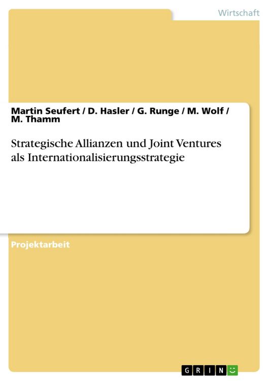 Produktbild: Strategische Allianzen und Joint Ventures als Internationalisierungsstrategie