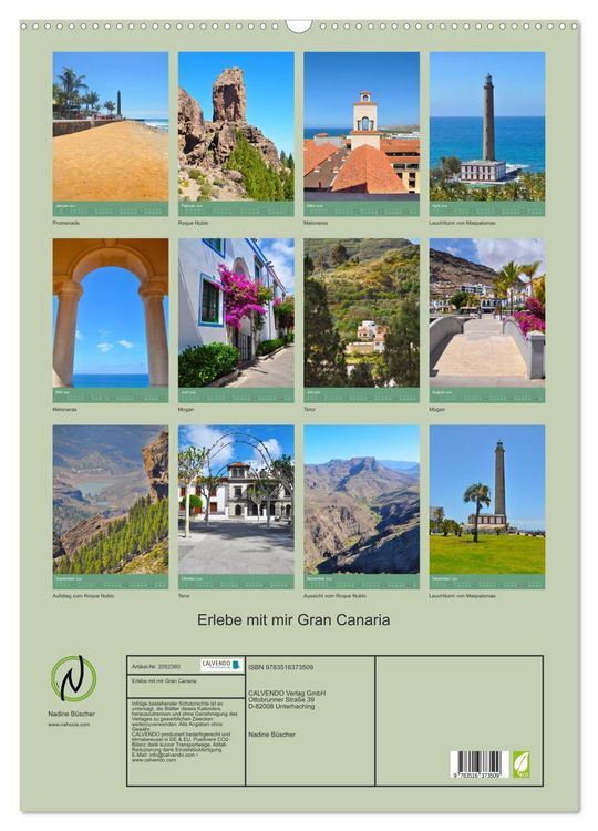 Produktbild: Erlebe mit mir Gran Canaria (Wandkalender 2026 DIN A2 hoch), CALVENDO Monatskalender