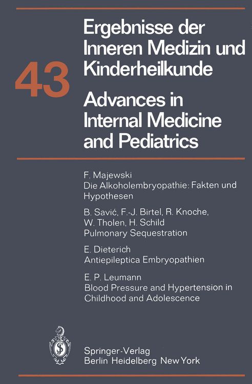 Produktbild: Advances in Internal Medicine and Pediatrics/Ergebnisse der Inneren Medizin und Kinderheilkunde