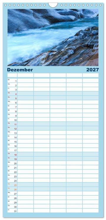 Produktbild: Familienplaner 2027 - Farben und Formen der Verzasca mit 5 Spalten (Wandkalender, 21 x 45 cm) CALVENDO