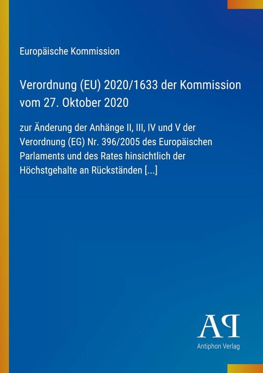Produktbild: Verordnung (EU) 2020/1633 der Kommission vom 27. Oktober 2020