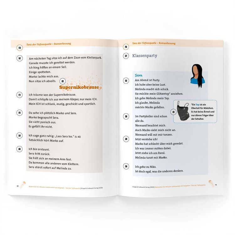 Produktbild: Anybook &ndash; Tanz der Tiefseequalle &ndash; Stefanie H&ouml;fler &ndash; Materialien f&uuml;r inklusive Lekt&uuml;rearbeit mit Aufgaben &ndash; Lehrerheft