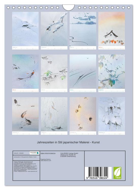 Produktbild: Jahreszeiten in Stil japanischer Malerei - Kunst (Wandkalender 2026 DIN A4 hoch), CALVENDO Monatskalender