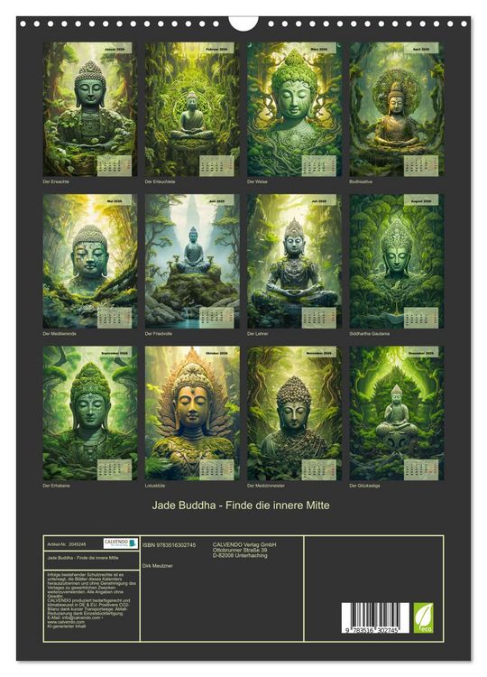 Produktbild: Jade Buddha - Finde die innere Mitte (Wandkalender 2026 DIN A3 hoch), CALVENDO Monatskalender