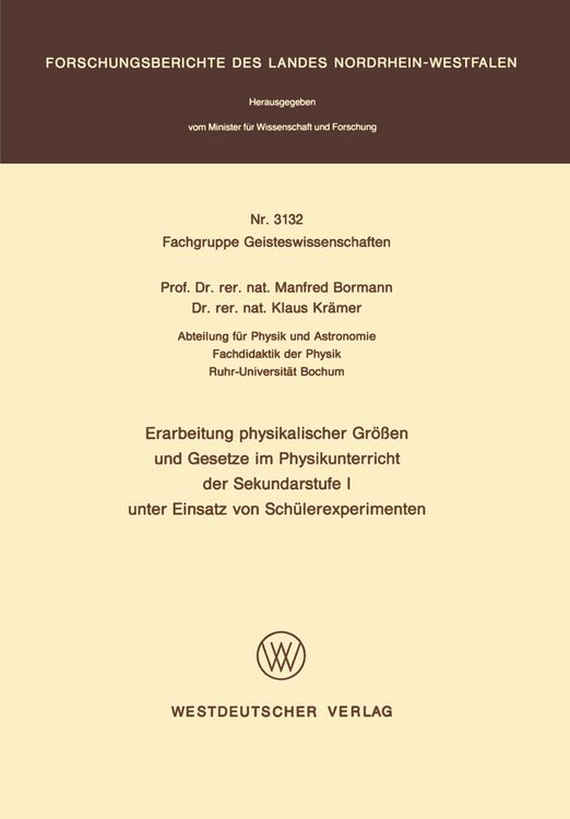 Produktbild: Erarbeitung physikalischer Gr&ouml;&szlig;en und Gesetze im Physikunterricht der Sekundarstufe I unter Einsatz von Sch&uuml;lerexperimenten