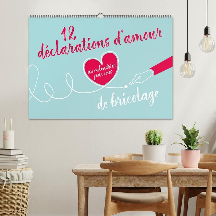 Produktbild: 12 d&eacute;clarations d'amour - calendrier de bricolage (Calendrier mural 2026 DIN A2 vertical), CALVENDO calendrier mensuel