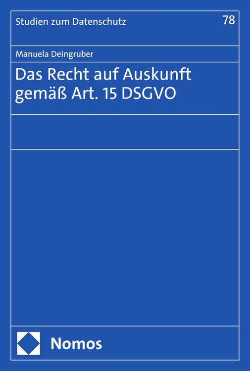 Produktbild: Das Recht auf Auskunft gem&auml;&szlig; Art. 15 DSGVO